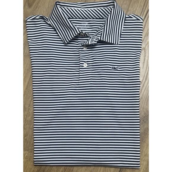 Vineyard Vines Other - Vineyard Vines Shirt Boys Golf Performance Sankaty Polo Blue Striped Size XL